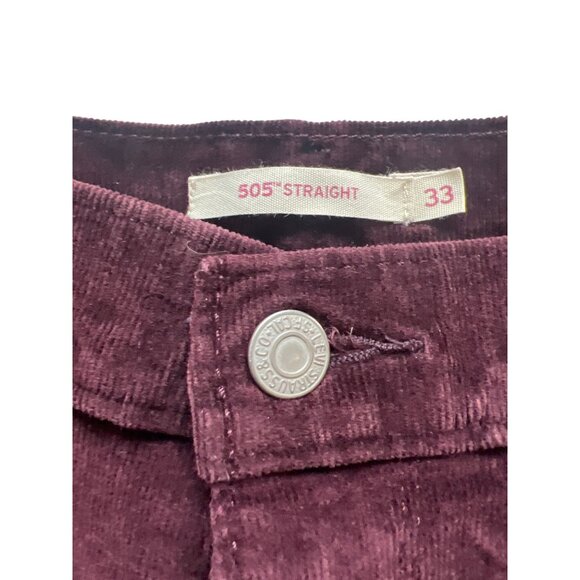 Levi's Burgandy Corduroy 505 Straight Leg Pants Size 33 - Picture 6 of 10